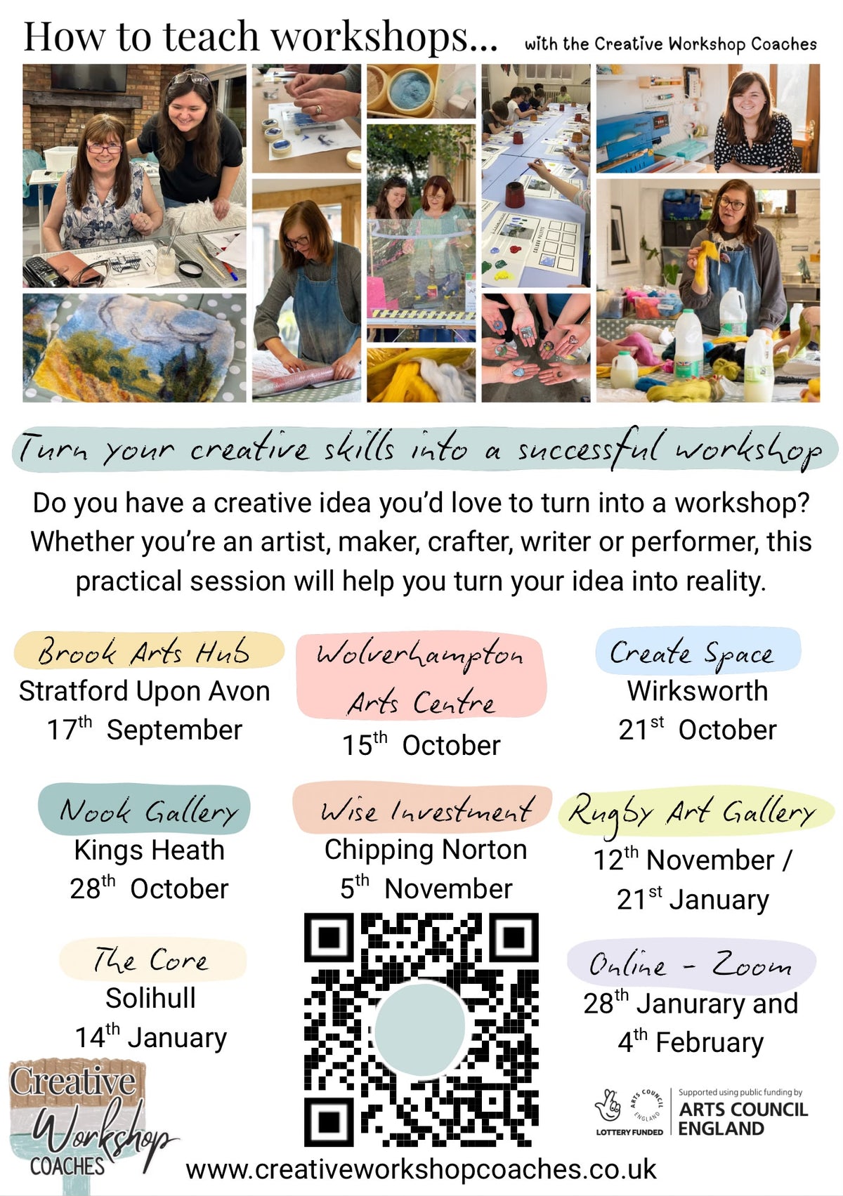 A Workshop on Workshops by Creative Workshop Coaches -  Wed Oct 28th   4 - 7 PM