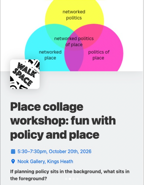 Place collage workshop: fun with policy and place – with Roxanna Collins: Tues 20 Oct 5:30-7:30pm